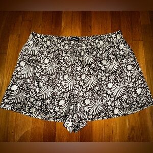 Express High Waist Brown and White Tropical Vacation Shorts